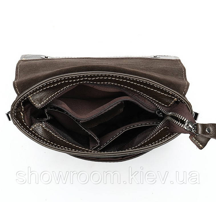 Чоловіча шкіряна сумка Leather Collection (372) khaki Київ - фото 4