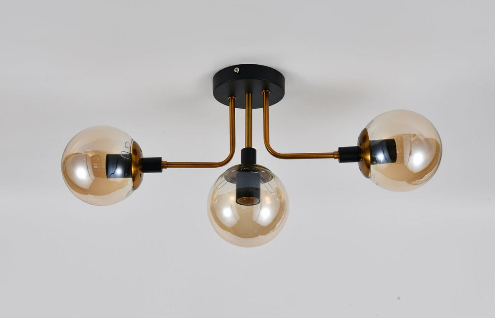 VALESO Люстра стельова на 3 плафони VALESO -3, патрон E27, Чорний+Золото Коломия - фото 1