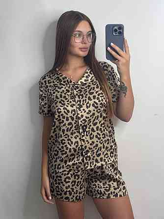 Піжама жіноча з сатину з шортами і сорочкою Золото XL-2XL Харків