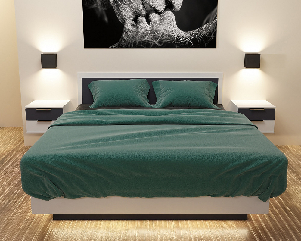 Кровать Кристалл №2 двуспальная, Белый/Антрацит, 2035х1632х850 Львов - изображение 1