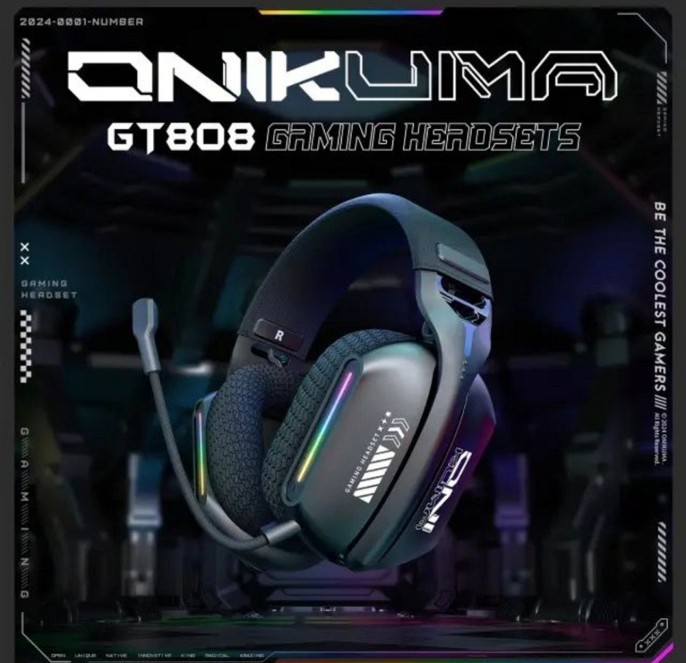 Беспроводные игровые наушники Onikuma GT808 RGB Bluetooth / 2.4G / AUX Харьков - изображение 1