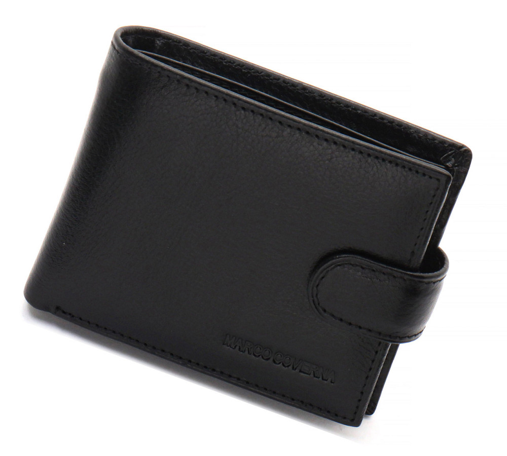 Чоловічий гаманець з натуральної шкіри. Шкіряний гаманець чоловічий портмоне зі шкіри Чорний Marco Coverna Київ - фото 4