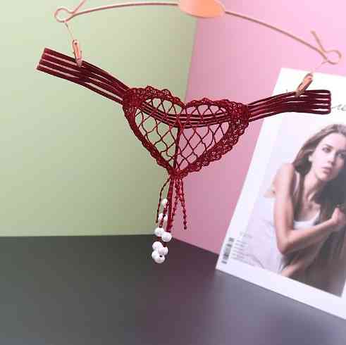 Трусики з бусинками жіночі універсальний бордовий Київ