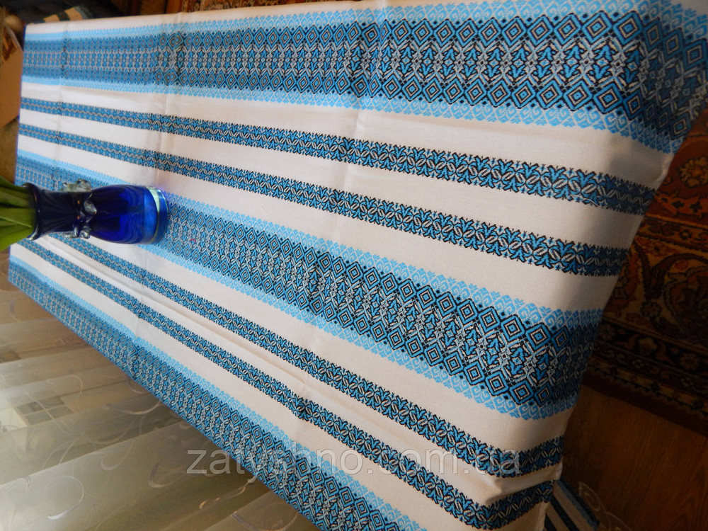 Вышитая скатерть голубая Киев - изображение 9