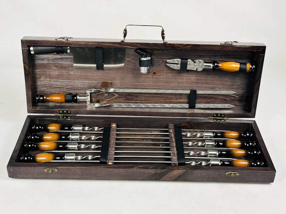 Подарунковий набір шампурів в дерев'яному кейсі для пікніка ОРІОН HAPPY DAYS Тернопіль - фото 1