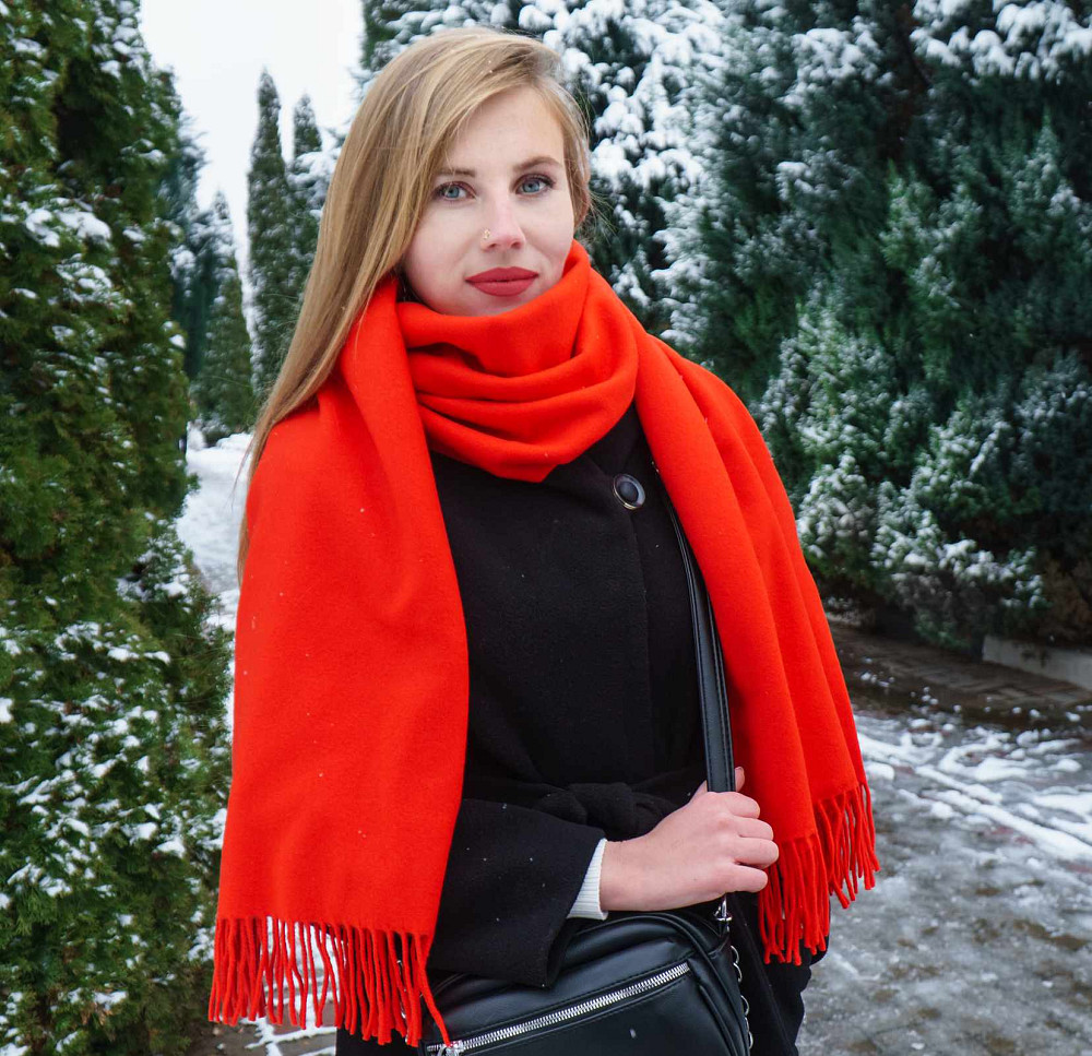 Шарф женский кашемировый 70х200 SAFALANO огненно-красный Сумы - изображение 3