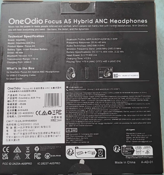 Повнорозмірні бездротові навушники OneOdio Focus A5 з LDAC/ANC Харків - фото 7