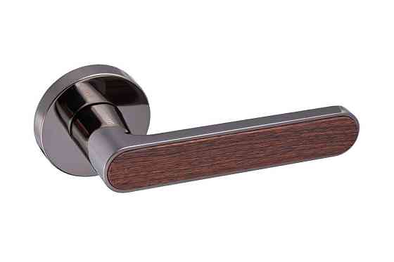 Ручки дверні Gavroche BARIUM  BN/BO чорний нікель з вставкою коричневий дуб Київ