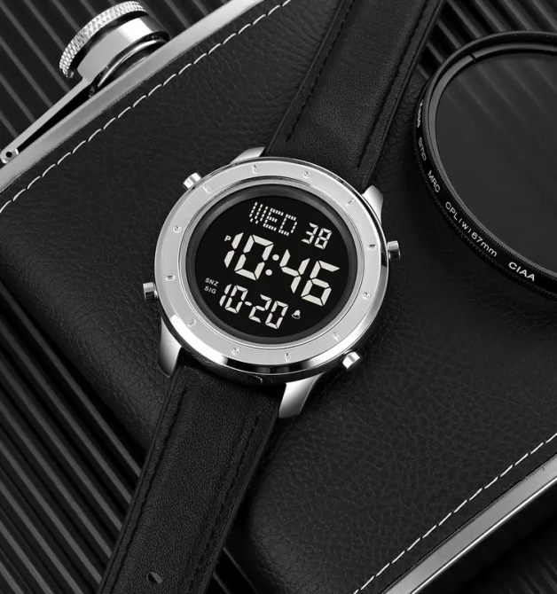 Чоловічий наручний електронний годинник Skmei 1864 (Сріблястий з чорним циферблатом) Вінниця - фото 7