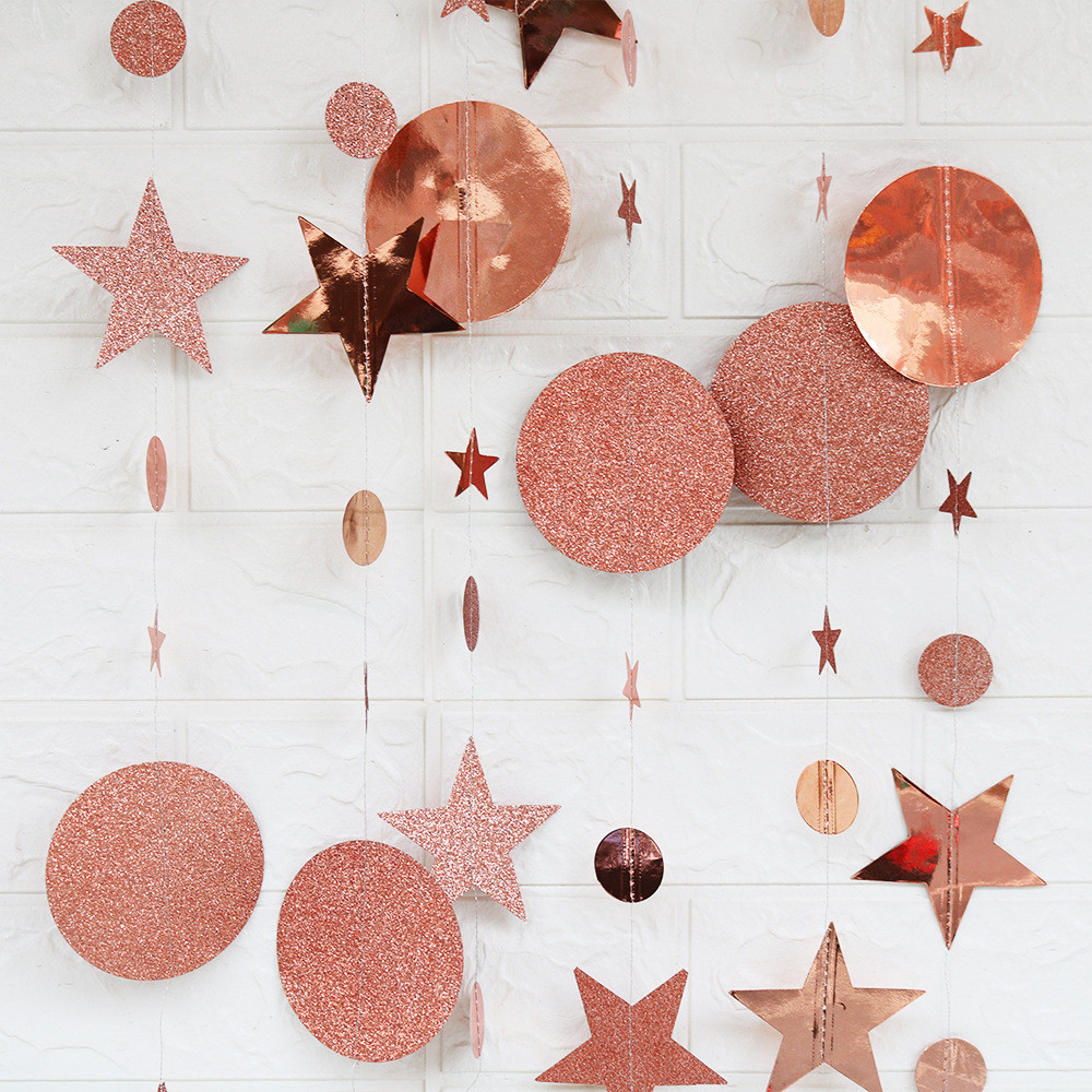 Гирлянда звездочки и кружки на нитке 4 м розовое золото Киев - изображение 1