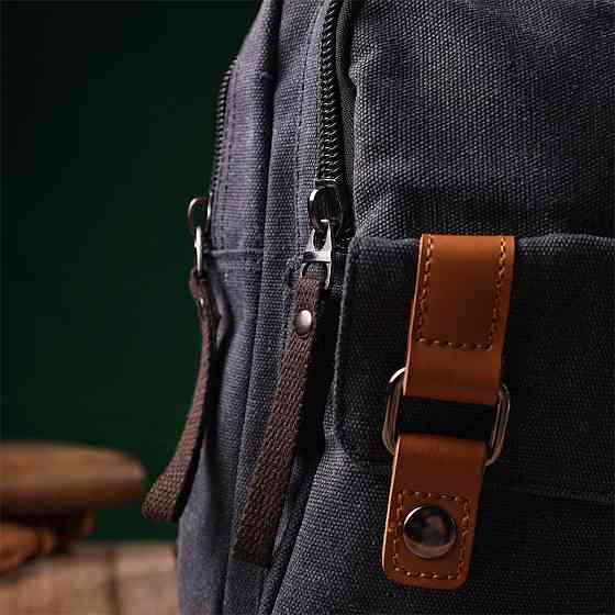 Практична сумка-рюкзак з двома відділеннями із щільного текстилю Чорний (Vintage) Київ