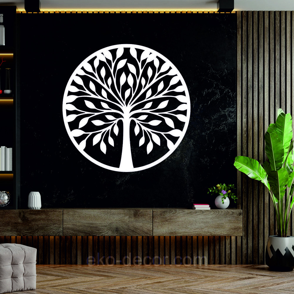 Декоративное настенное Панно «Дерево» Декор на стену 70*70 см, Белый Киев - изображение 2