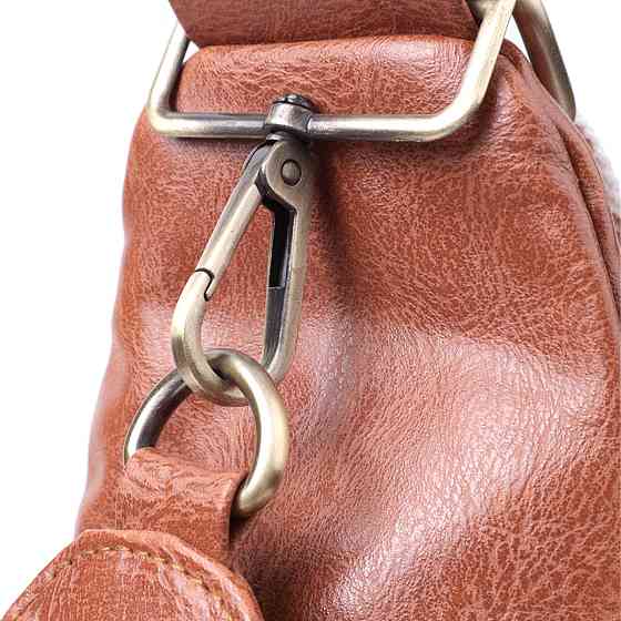 Жіноча сумка з екошкіри з акцентом на текстильну лямку Vintage 22773 Рудий Київ