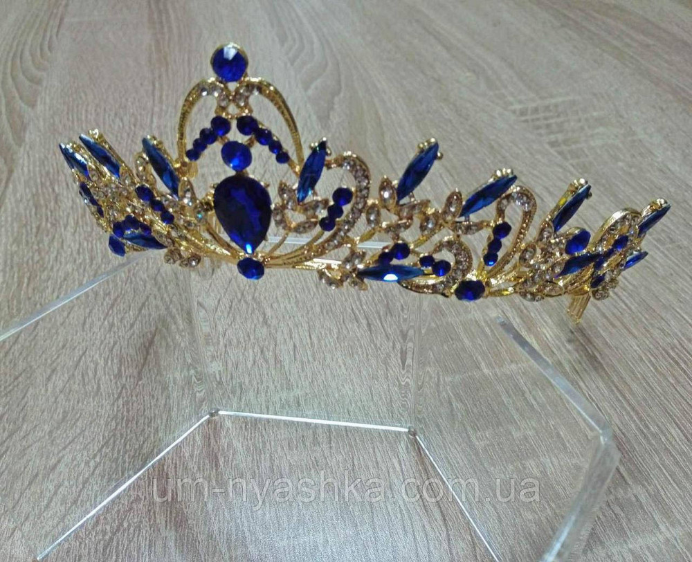 Диадема на обруче Корона синяя с камнями Кривой Рог - изображение 1