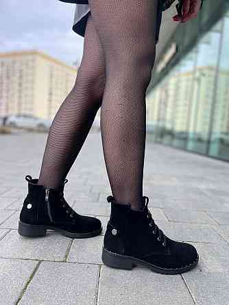 Черевики жіночі D and V чорні натуральна замша з хутром висота 12см підошва 3см (2979) Коломыя