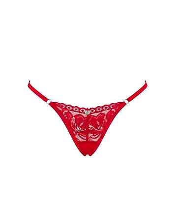 Мереживні стрінги Obsessive Lacelove thong XL/2XL Red, низька посадка Sex Aura Київ