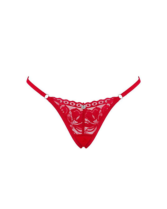 Мереживні стрінги Obsessive Lacelove thong XL/2XL Red, низька посадка Sex Aura Київ - фото 3