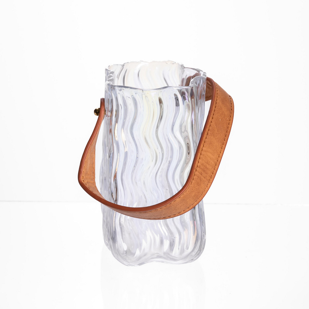 Yiwu Ваза сумочка з ручкою 12×8.5×16 (см) декоративна скляна ваза для квітів 800 (мл) Прозорий Коломия - фото 5