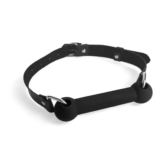 Кляп-палиця на ременях Art of Sex – Gag Stick Silicon, чорний, натуральна шкіра Львів