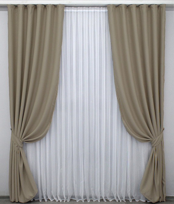 Комплект готових штор VR-Textil Блекаут Midnight № 1230ш Темний бежевий 150х290 см 2 шт (33-0069) Київ - фото 2