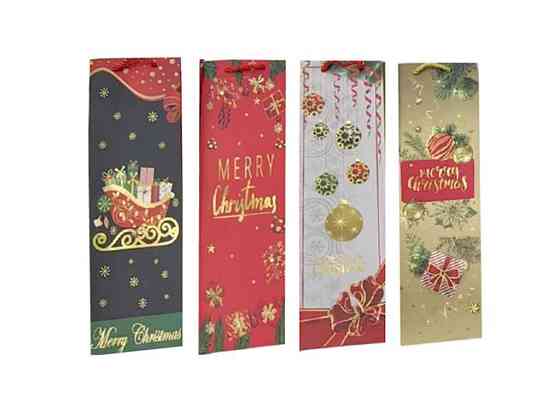 Пакет Новогодний под бутылку Merry Christmas 36*11*11см R32956 ТМ STENSON Киев