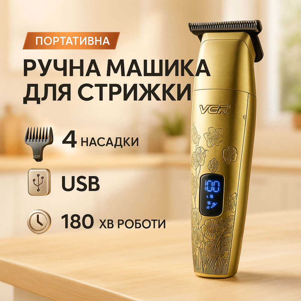Чоловічий набір для стрижки волосся акумуляторний VGR V-265, Акумуляторна машинка для стрижки DJ-61 Львів - фото 16