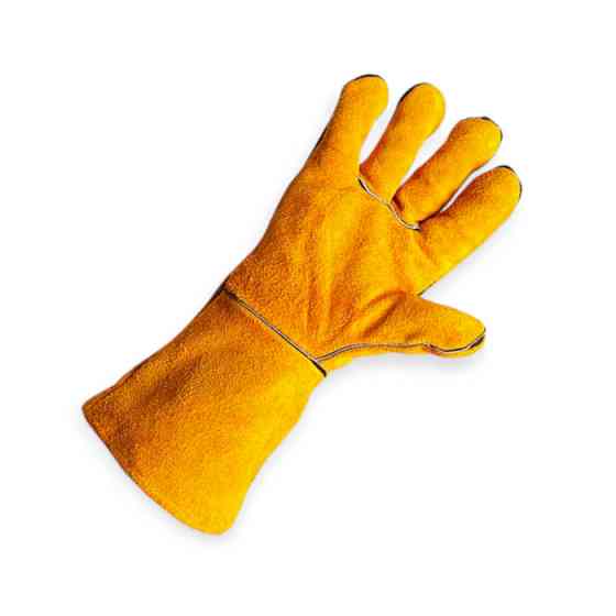 Рукавички "Краги" 35см коров'ячий спилок вищої якості, підкладка бавовна, коричневі Мукачево