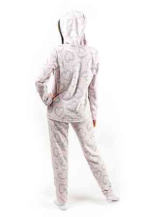 Домашний теплый костюм (пижама) женский розовый 