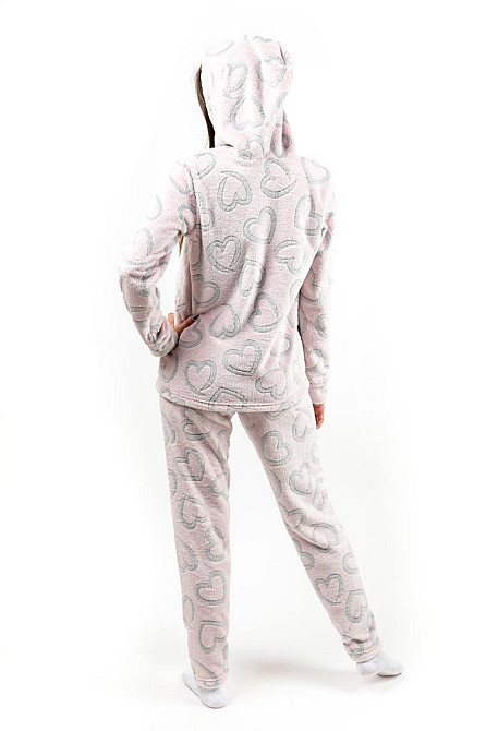 Домашній теплий костюм жіночий рожевий "Серце" з капюшоном топ Крохатушка одяг Київ - фото 5