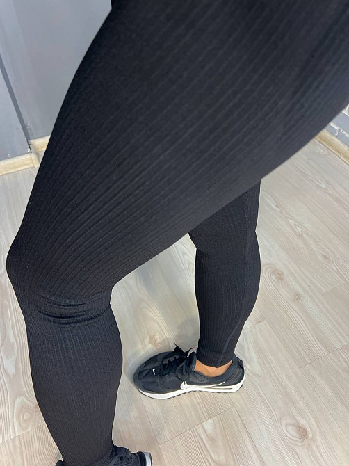 Лосины женские Kenalin 0923 рубчик широкий пояс эффект пуш-ап one size черные, черный, one size Киев - изображение 8