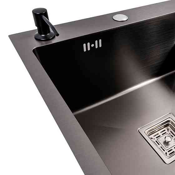 VALESO Мийка Valeso Handmade CM 78×50C L (PVD чорна) з поглибленою полицею Киев