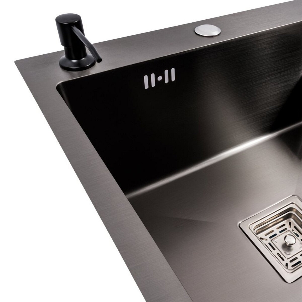 VALESO Мийка Valeso Handmade CM 78×50C L (PVD чорна) з поглибленою полицею Киев - изображение 4