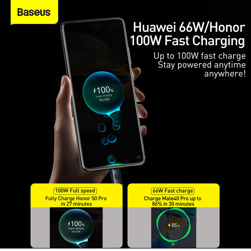 Кабель Baseus Crystal Shine Series Fast Charging Data Cable USB to Type-C 100W 2m Black Одеса - фото 7