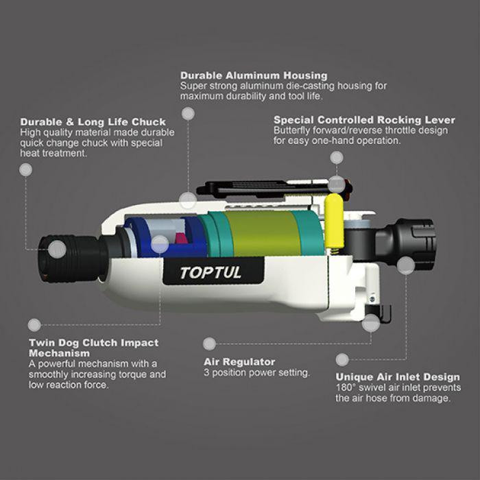 Шуруповерт пневматичний 1/4" Mini Butterfly TOPTUL KSAU0808 Одеса - фото 4