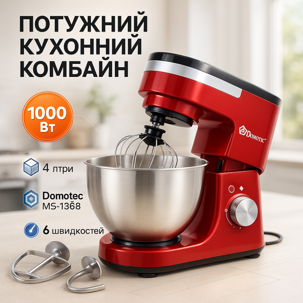 Тестомес настольный для дома, Комбайн 3 в1, Миксер для теста на куличи, Планетарный тестомес с чашей XW-41 Львов - изображение 20