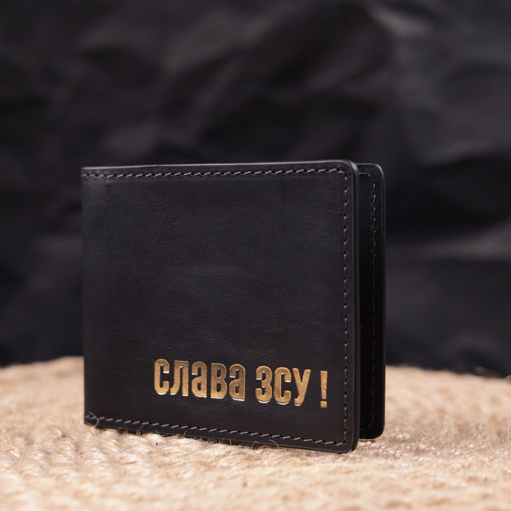 Надійна обкладинка з вінтажної шкіри для посвідчення учасника бойових дій ЗСУ GRANDE PELLE 16758 Чорна Київ - фото 7