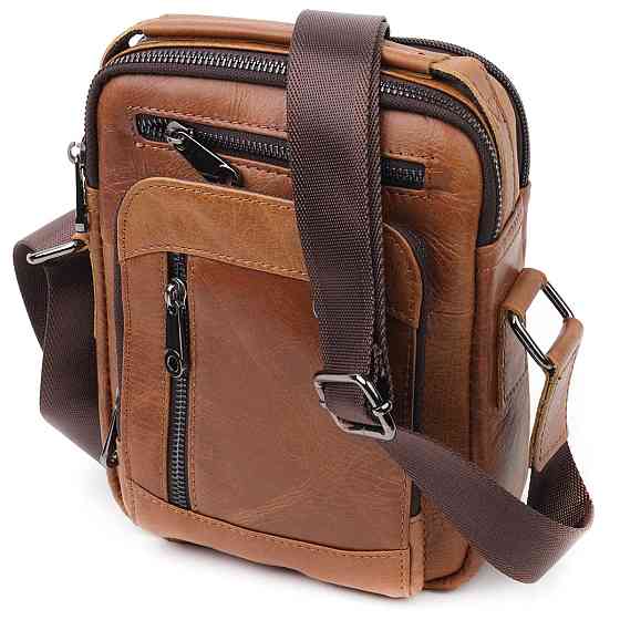 Сумка мужская Vintage 20827 кожаная Светло-коричневый Киев