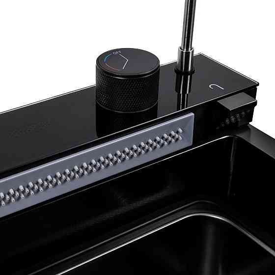 PLATINUM Кухонна мийка CM 75*46C PVD чорна Platinum Handmade "ВОДОСПАД" (Декор) Киев