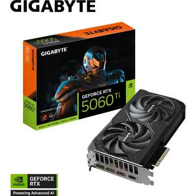Видеокарта GIGABYTE GeForce RTX5060Ti 16Gb WINDFORCE OC (GV-N506TWF2OC-16GD) Винница