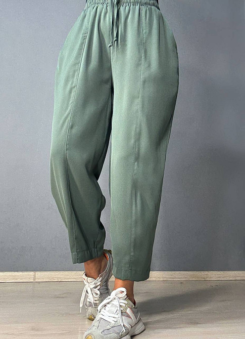 Брюки жіночі Mix Ray 4307 МОМ з резинкою та шнурком на талії, хакі, L Київ - фото 15