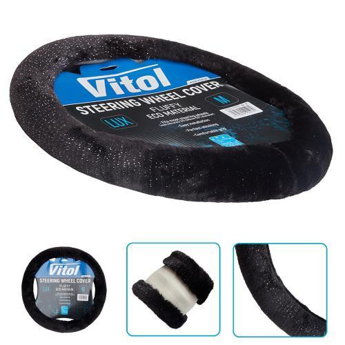 Чохол на кермо VLOD-21F01 BK M чорний меховий Харків - фото 1