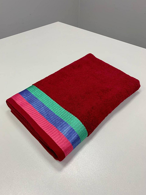 Махровое полотенце Ideal Textile 70*140 см с яркими полосками (56860802) Бордовый Черновцы - изображение 1