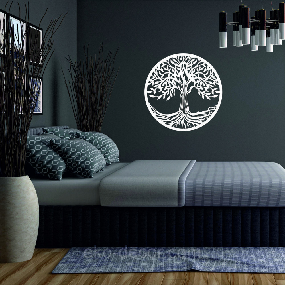 Декоративное настенное 3D Панно «Дерево в кругу» Декор на стену с объемом 90*90 см, Белый Киев - изображение 3