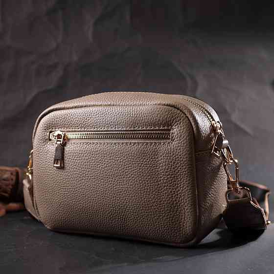 Ідеальна жіноча сумка з натуральної м'якої шкіри Vintage 22318 Бежева Київ