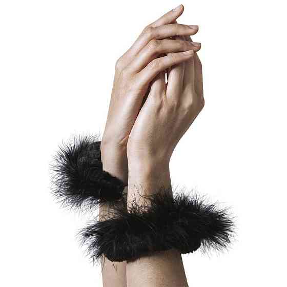 Наручники металлические Adrien Lastic Handcuffs Black с черной пушистой отделкой Sex Aura Киев
