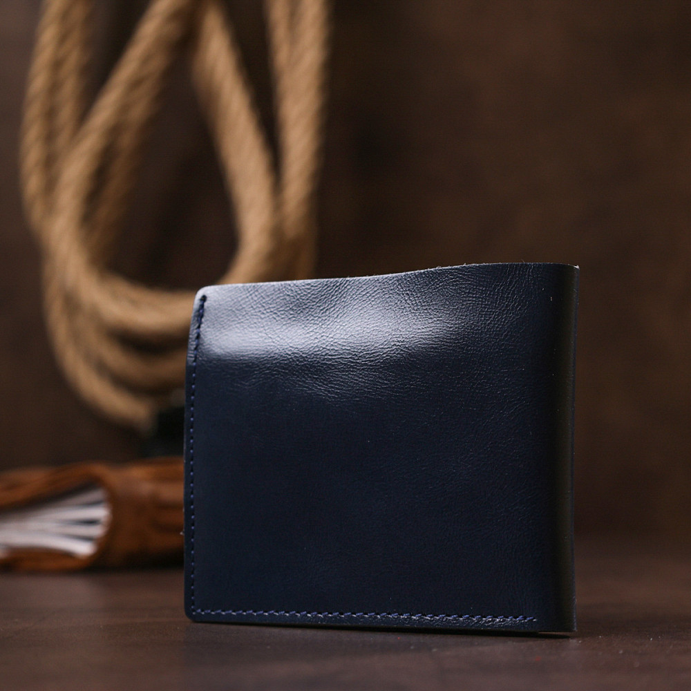 Шкіряне компактне портмоне Shvigel 16444 Синій Київ - фото 10