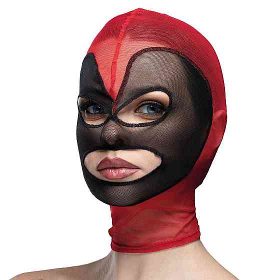 Маска серце сітка з відкритим ротом та очима Feral Feelings - Hearts Mask Red/Black Sex Aura Київ