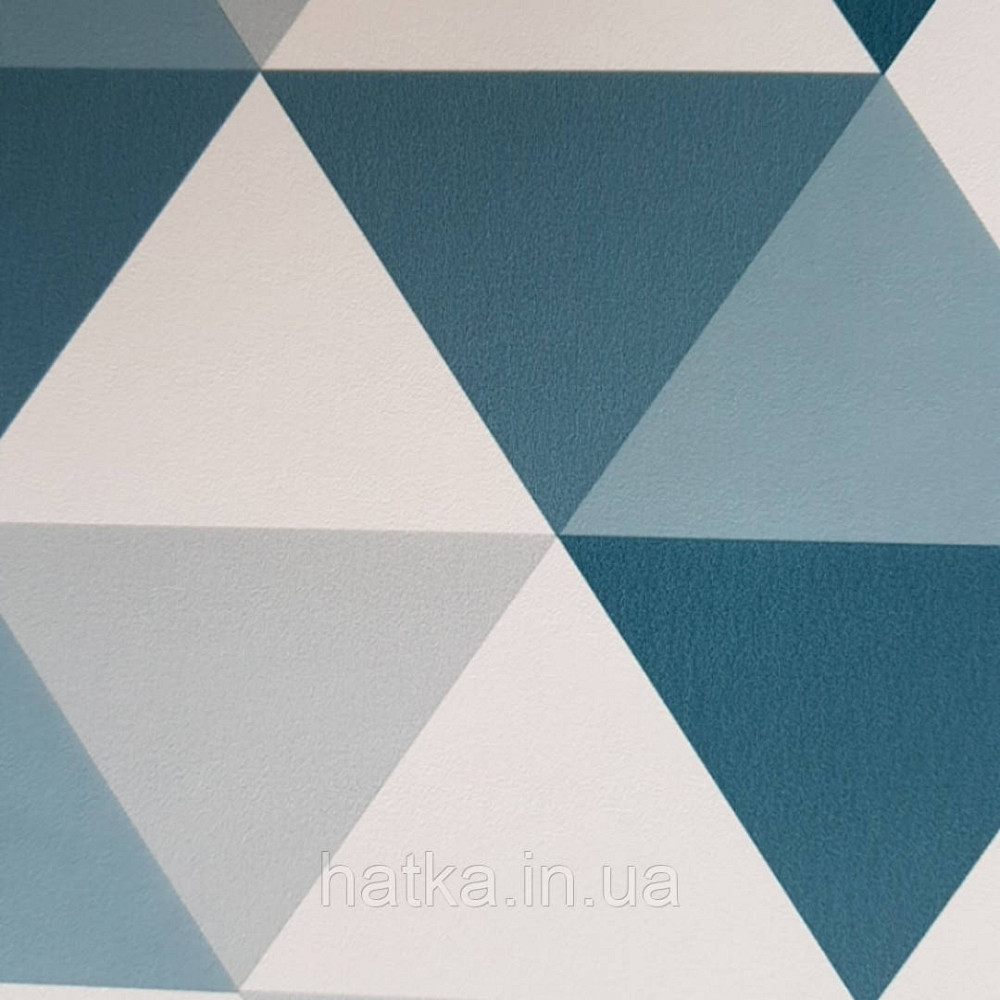 Шпалери флізелінові дитячі Caselio Our Planet геометричні фігури, трикутники блакитні білі сині сірі Київ - фото 3
