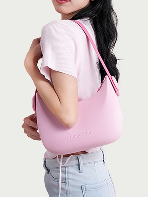 Сумочка силіконова клатч жіночий на ремінці з ручками водонепроникна сумка Fungoofun на блискавці, рожева Кам'янець-Подільський - фото 4