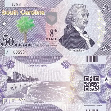 Fantasy/США — 50 Dollars 2014 — 8th state South Carolina — Polymer — Сувенір — UNC Полтава